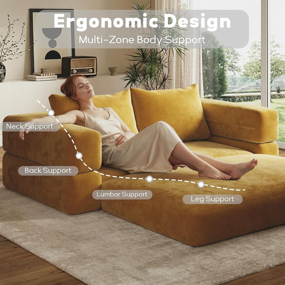 75'' convertible Sofa Couch Bed Queen, Foldable Boneless Couch Sleepe...