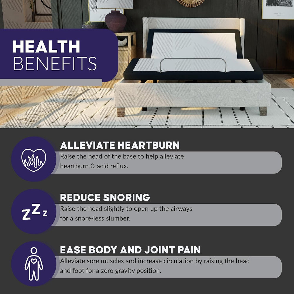 Blissful Nights King e3 Adjustable Bed Base Frame with Head and Foot Incline,...