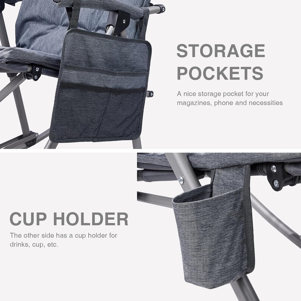 EVER ADVANCED Oversized Folding Rocking Camping Chair, Padded Portable Rocker...