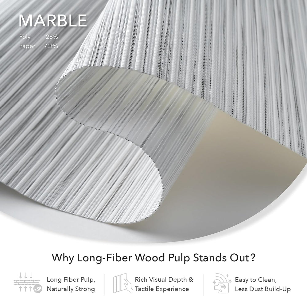 GoDear Design Natural Woven Light Filtering Panel Track Blinds, Marble