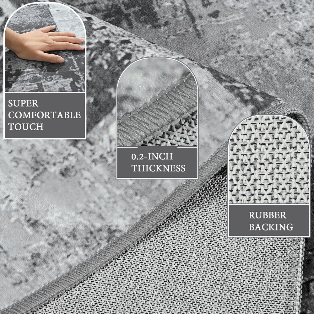 LOCHAS Rug for Living Room 6x9, Washable Soft Area Rugs for Bedroom Grey