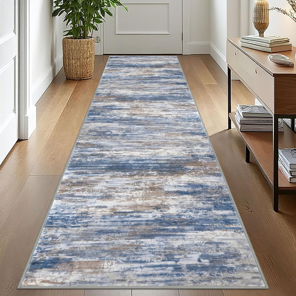 KOZYFLY Modern Abstract Washable Rug Runner 2.6x10 Hallway Rug Runner Non-Slip