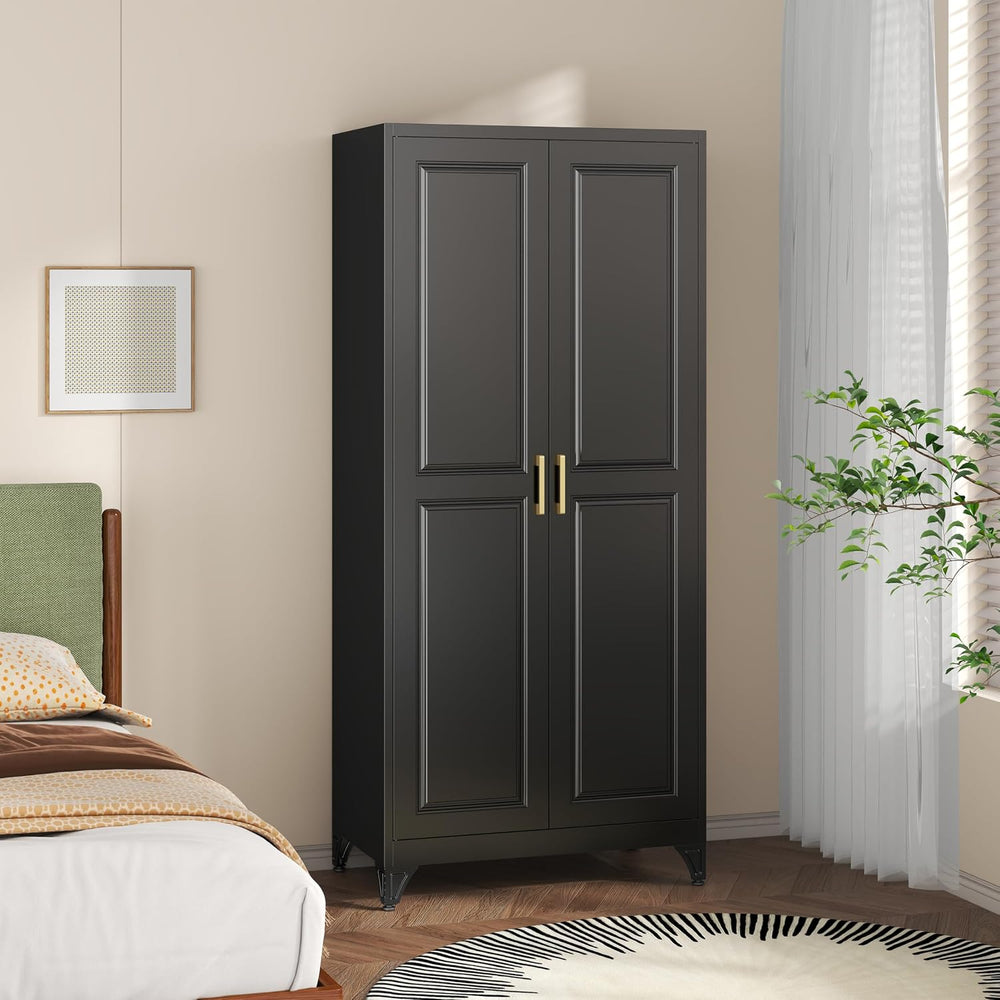 SteeLoong Metal Wardrobe Cabinet,Armoire Wardrobe Closet with Hanging Rod