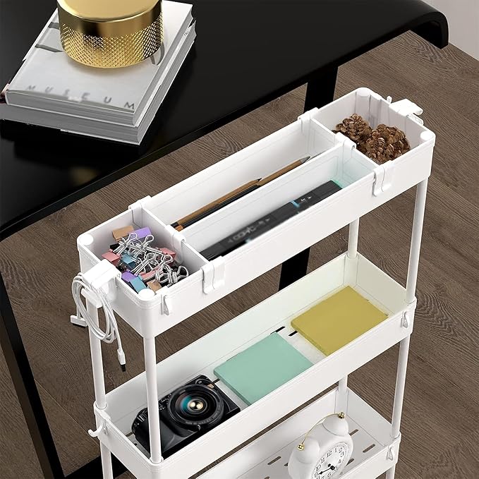 SPACELEAD 2-piece Set Slim Storage Cart 3 Tier, Bathroom Organizer Rolling