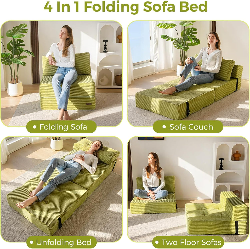 MAXYOYO Folding Sofa Bed, Convertible Chair Bed with Pillow