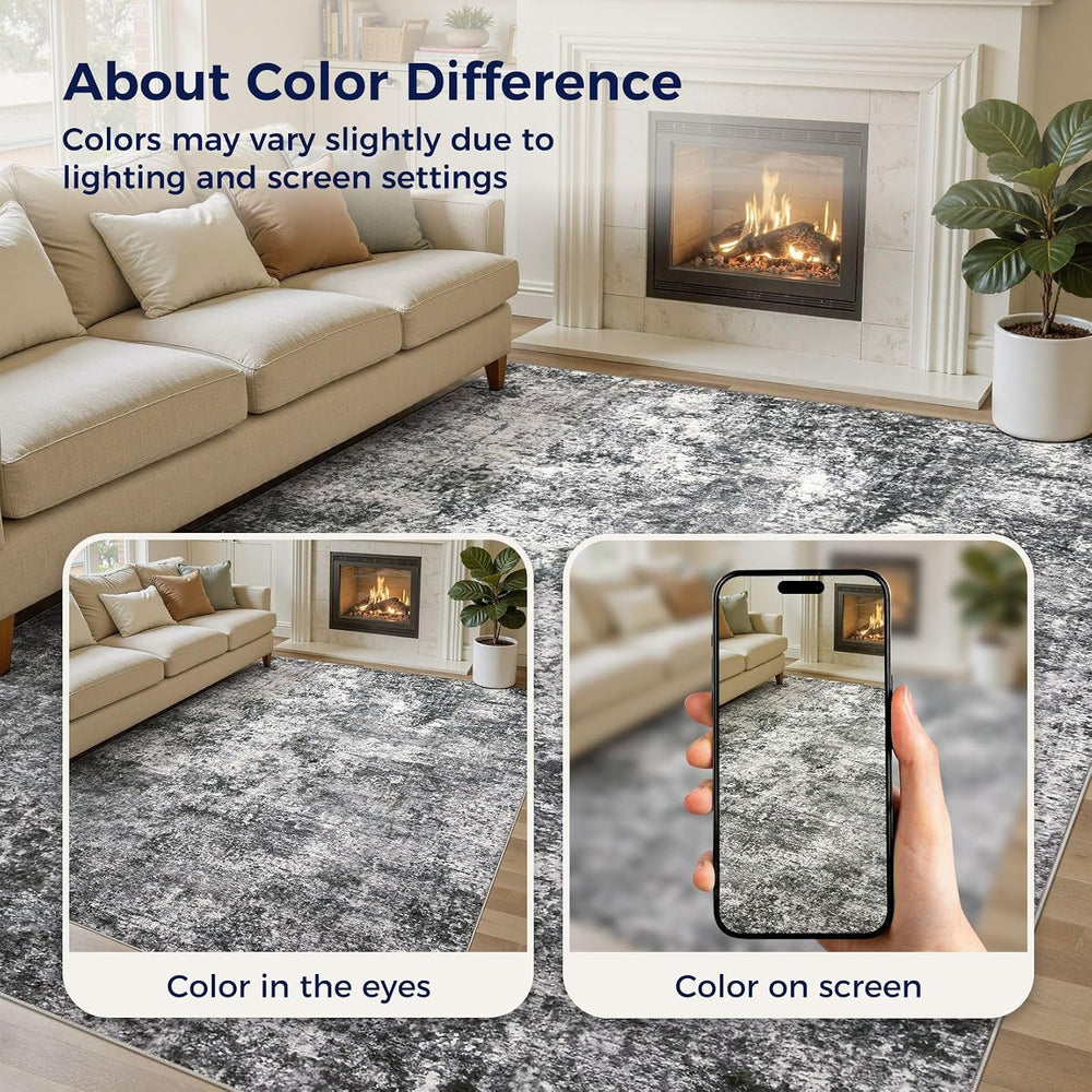 DMOYEST Area Rug Living Room Rugs 10x14 Washable Abstract Grey Carpet