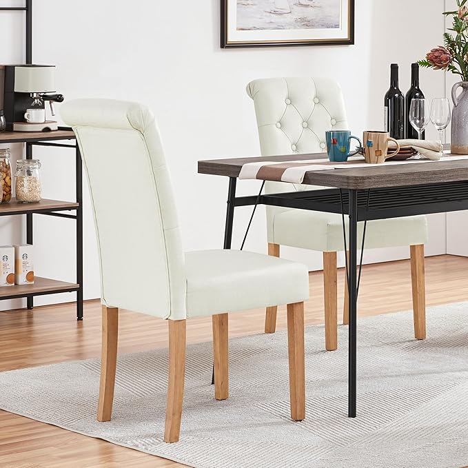 Yaheetech Dining Chairs Set of 2 Fabric Upholstered Dining Room Chairs with B...