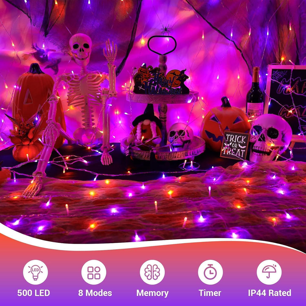 Halloween String Lights Orange and Purple 165ft 500 LED