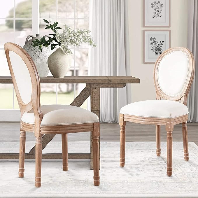 Nrizc French Dining Chairs Set of 2, French Country Dining Chairs, Vintage Fa...