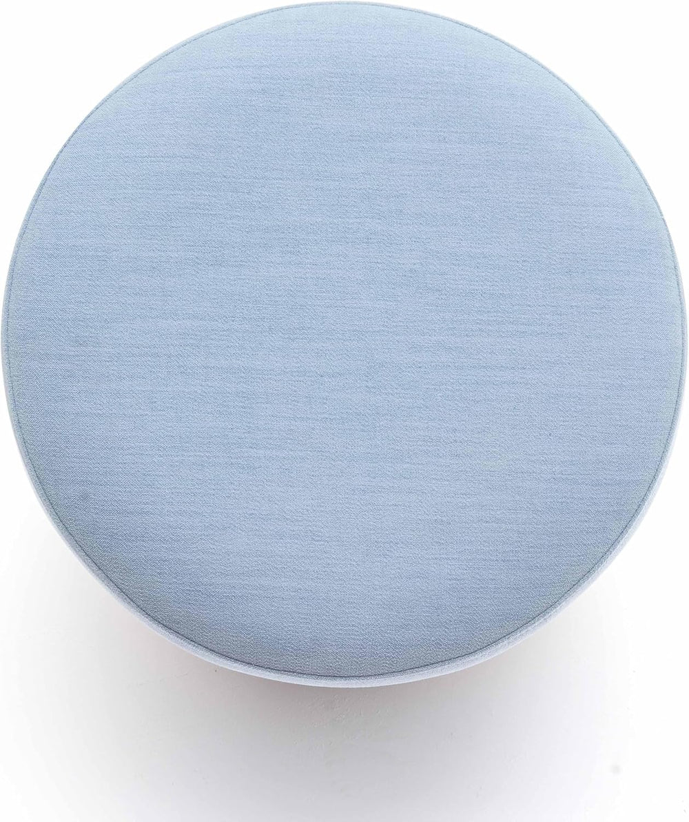 First of a Kind Ottoman Foot Rest - Faded Blue Round Ottoman Stool with Solid...
