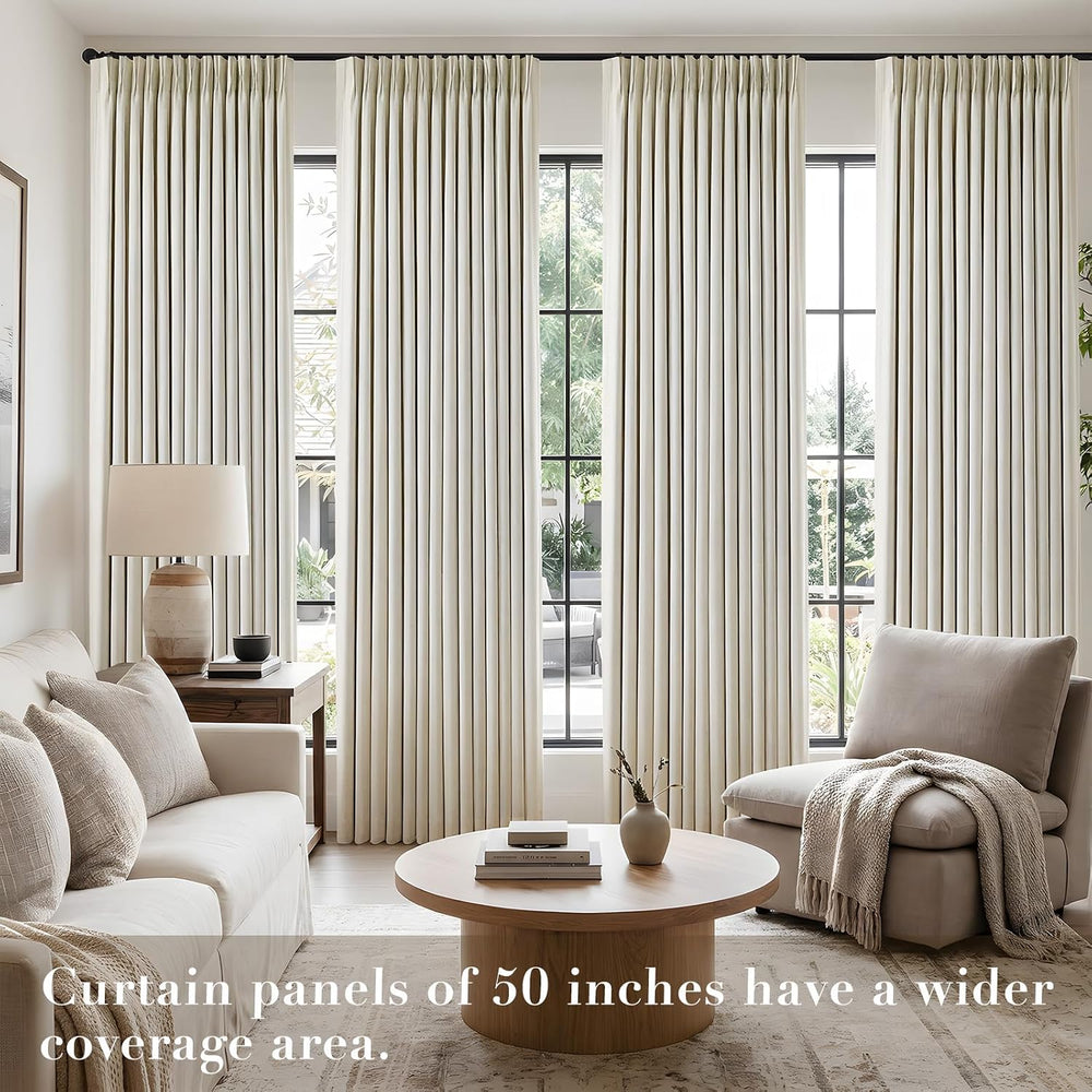 Pinch Pleated Linen Blackout Curtains 96 Inch Long, 50”W x 96”L, 2 Panels