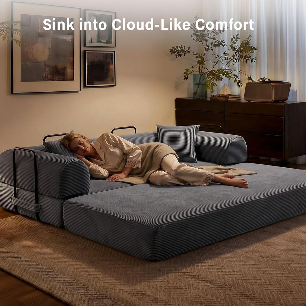 79" Convertible Sofa Bed, Boneless Sleeper Futon Couch for Living Room |...