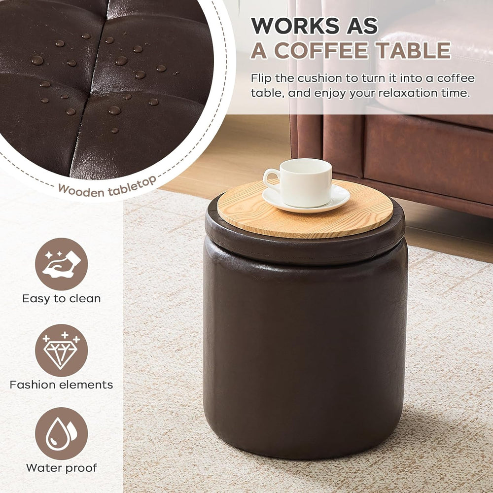 oakvivo Round Set of 2 14.76" L x 14.76" W x 17.32" H Faux Lea...