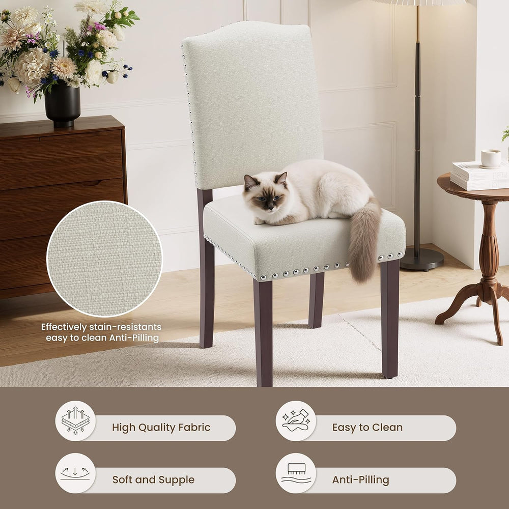 Upholstered Dining Chairs Set of 2 with Thickened Seat Cushion