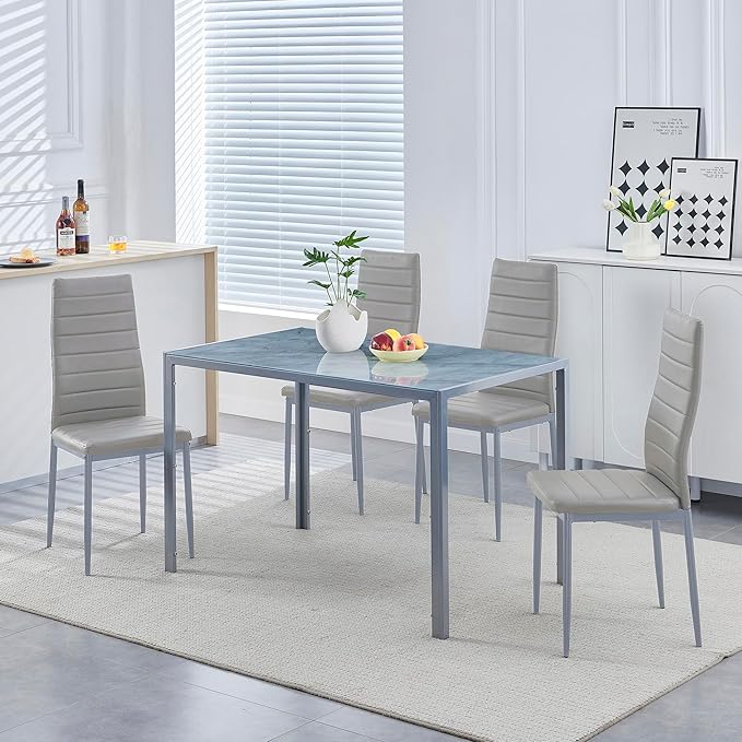 PU Dining Chairs Set of 4, Modern Kitchen & Dining Room Chairs Faux Leath...