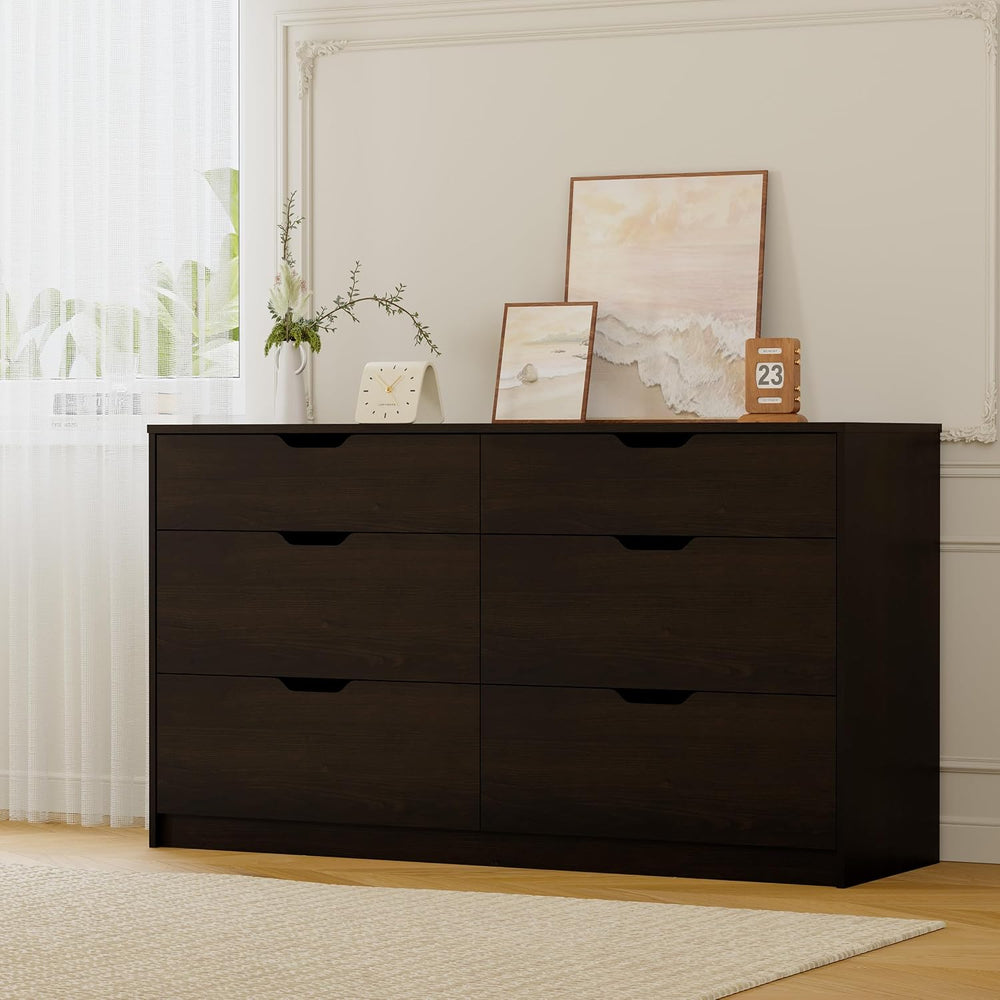 Furmax Dresser for Bedroom with 6 Drawers, 47.2" Modern Dressers, Brown