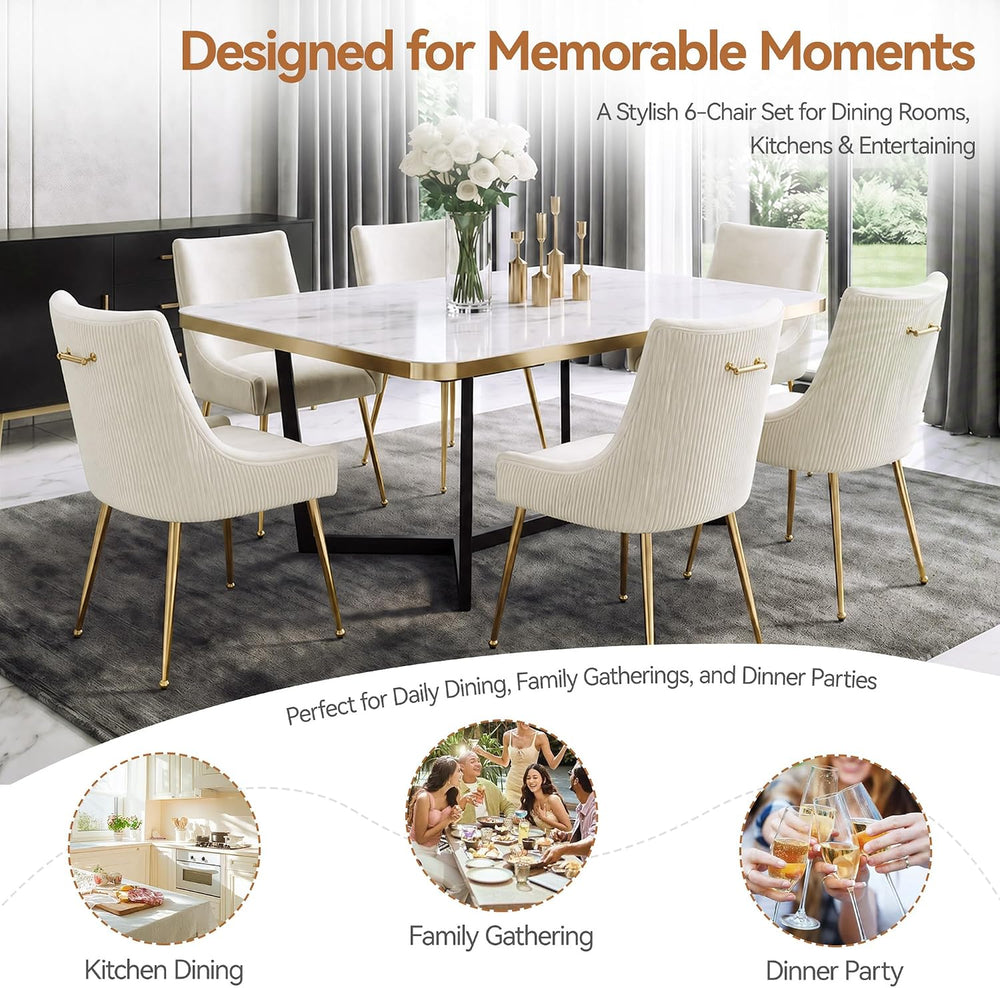 WUTUTUEE Velvet Dining Chairs Set of 2 Gold Legs,Upholstered Velvet Accent Ch...