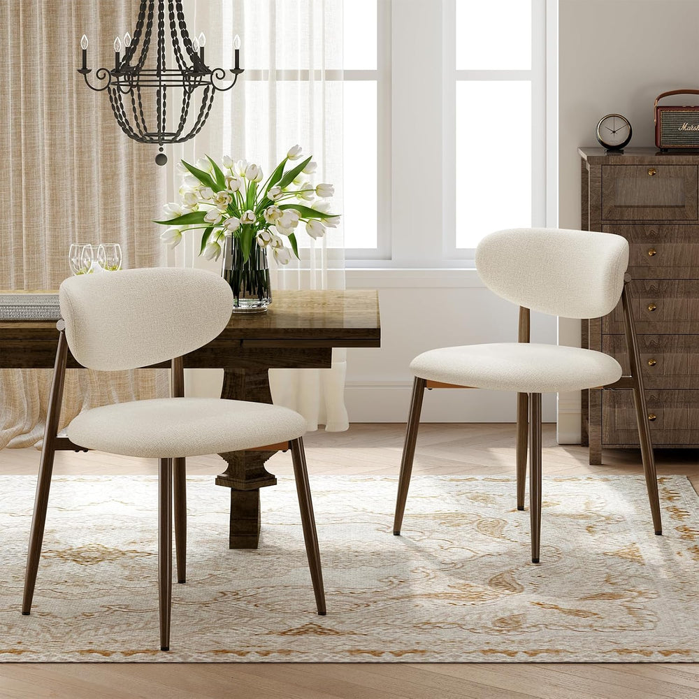 Dining Chairs Set of 2, Curved Back Kitchen Room Chairs with Metal Legs and A...