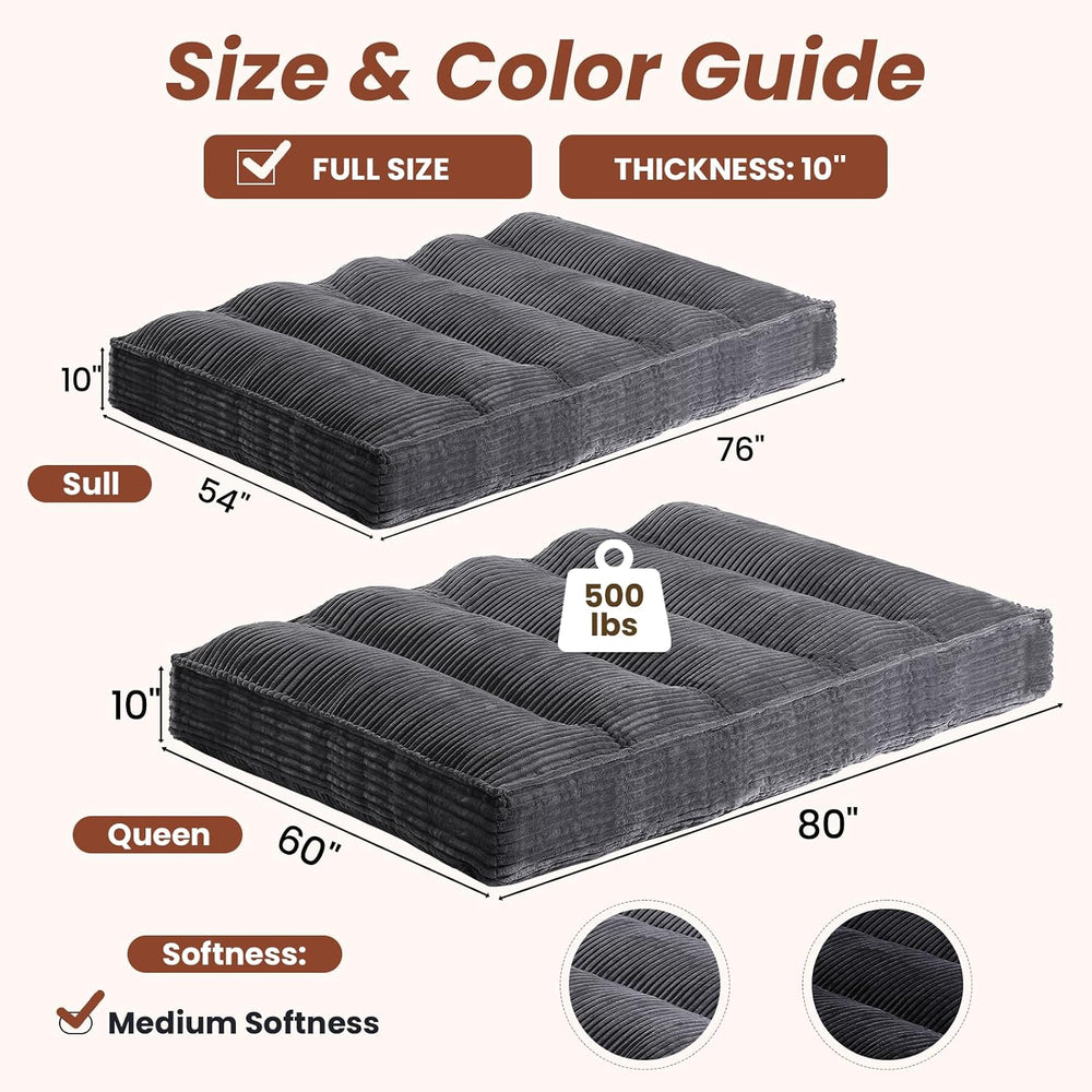 10" Futon Mattress Queen Size,Futons Sofa Couch Bed with Straps, Thick C...