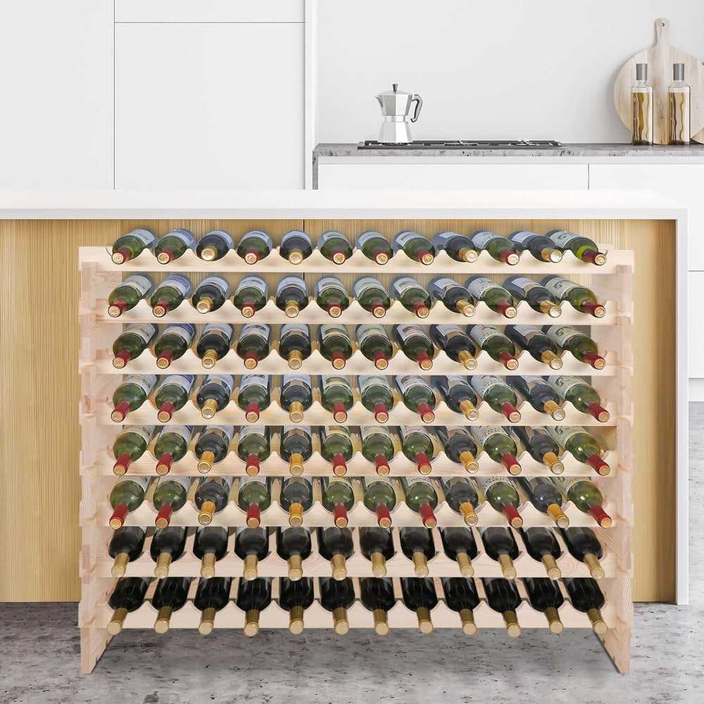 96 Bottle Modular Wine Rack Freestanding Floor Wine Holder, Stackable Wine St...