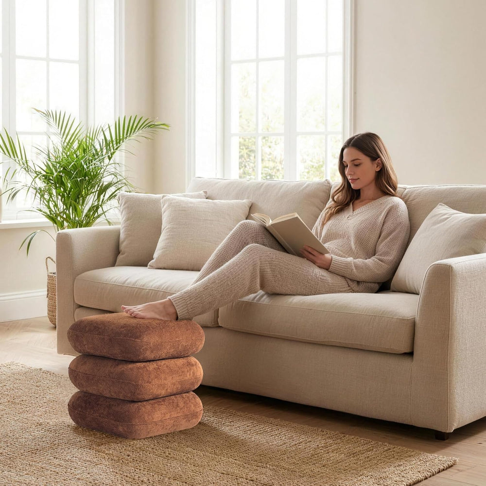 Get Set Style 360° Swivel Velvet Ottoman, Modern Upholstered Foot Stool, Mult...