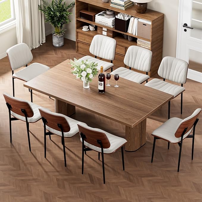Dining Chairs Set of 6, Mid-Century Modern Upholstered PU Leather Chairs with...