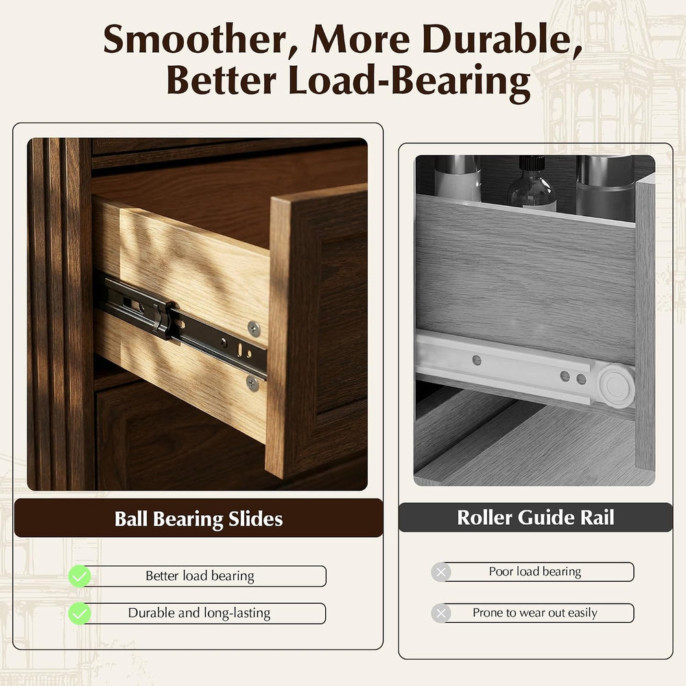 Farmhouse 9 Drawers Walnut Dresser for Bedroom, 63.07" Wide Chest of Dra...