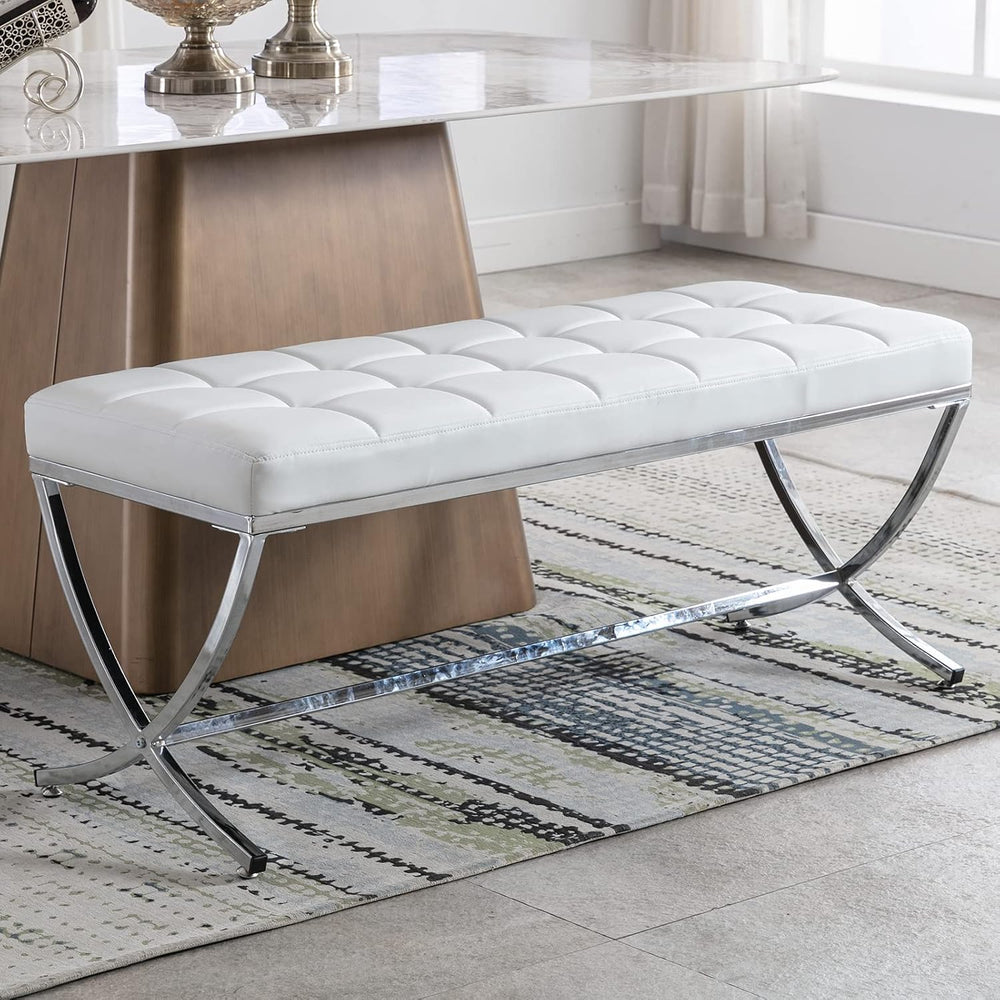 DUOMAY Modern Tufted Ottoman Bench, 45.75" W x 16.5" D x 19.25"...