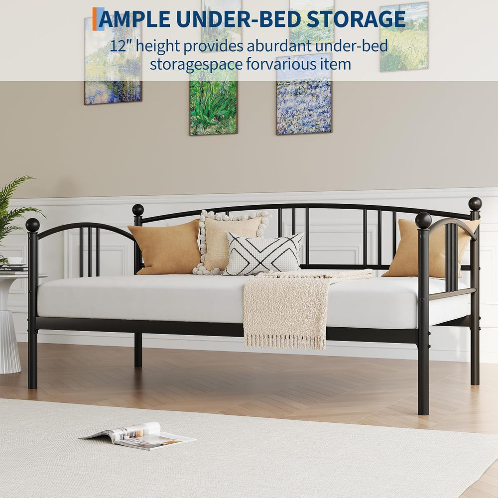 IDEALHOUSE Twin Daybed Without Trundle, Metal Twin Size Daybed, Steel Slat Su...