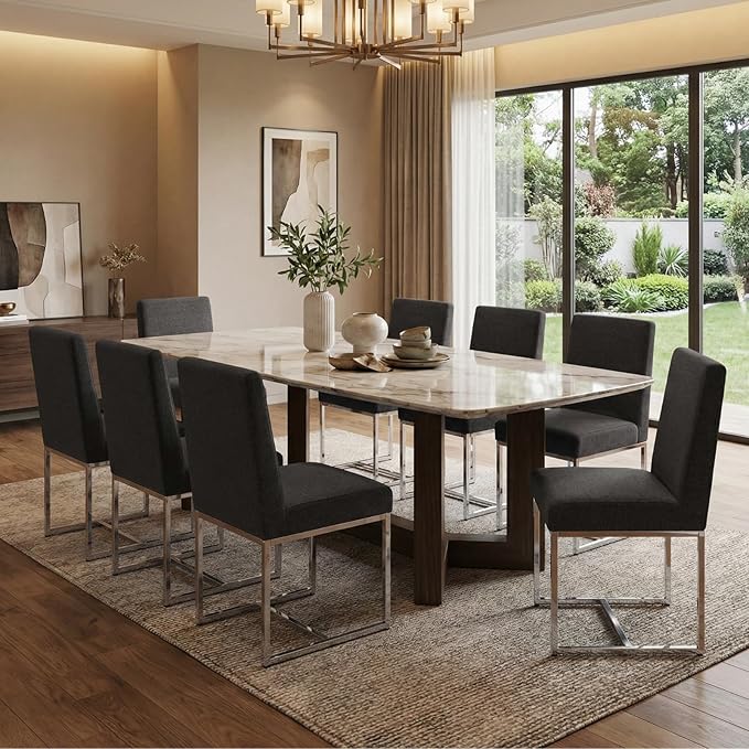 CIMOTA Black Modern Dining Chairs Set of 4, Upholstered Dining Room Chairs Ar...
