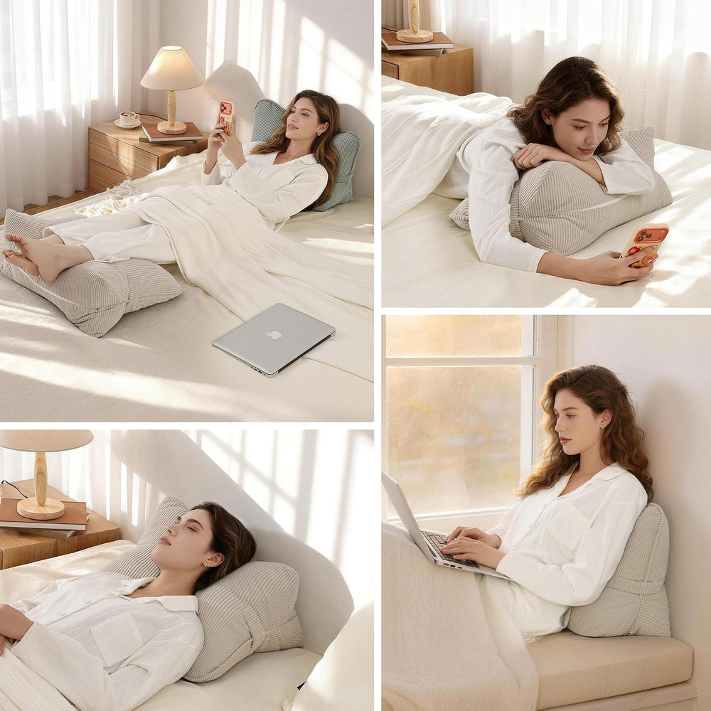 Pat. Pend. Corduroy Lumbar Support Back Pillow for Watching TV, Reading &...