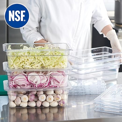 CURTA 6-Pack 1/3 Size 4" Deep NSF Polycarbonate Food Pans