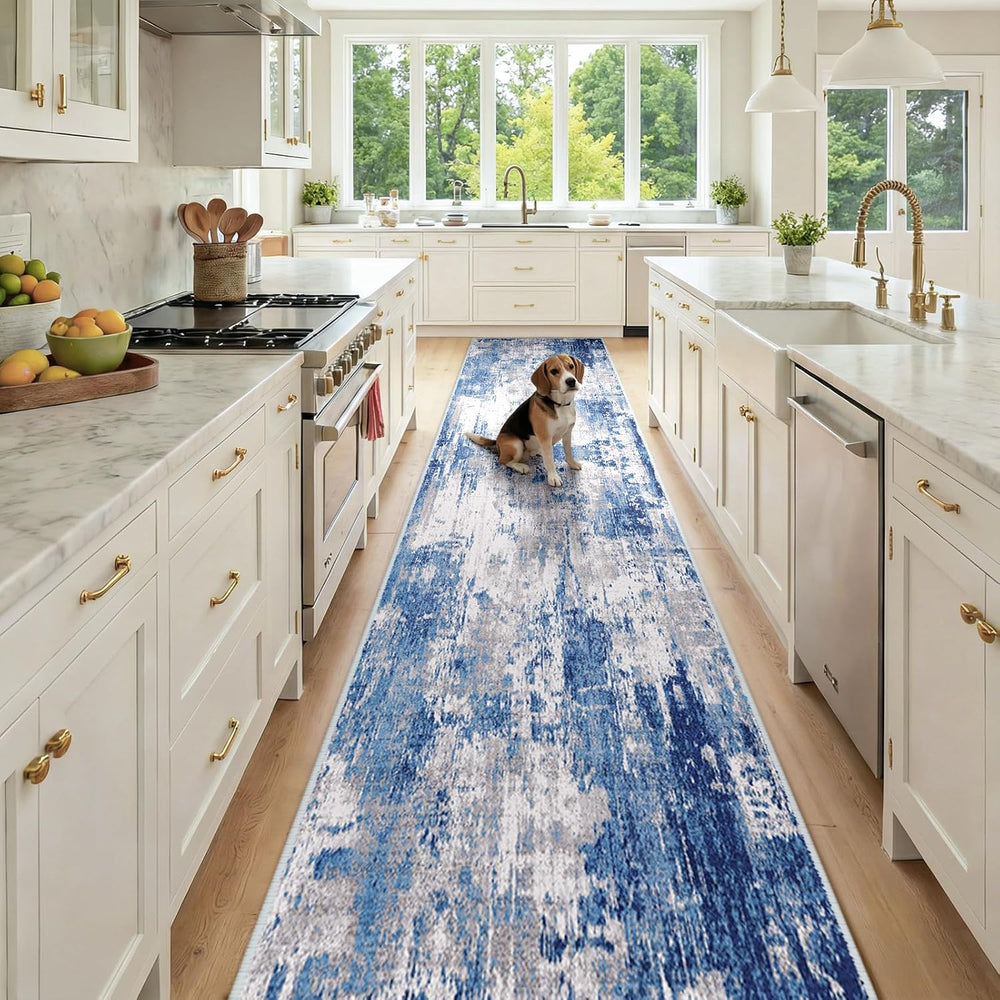 Washable Area Rugs 2'6'' x14 Non-Slip Modern Abstract Soft