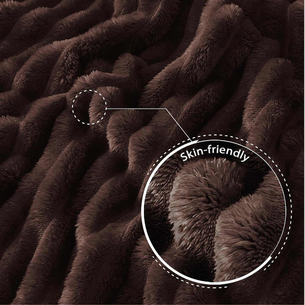 Exclusivo Mezcla Striped King Size Fleece Blanket for Bed, Coffee