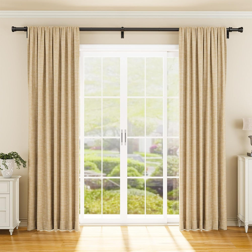 YaFex Curtain Rods 2 Pack 32-144 Inch, Heavy Duty 1 Inch Curtain Rod, Black E...