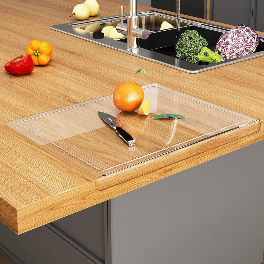 JJL Acrylic Cutting Board with Counter Lip, 24 x 18 Inches, Food-Grade