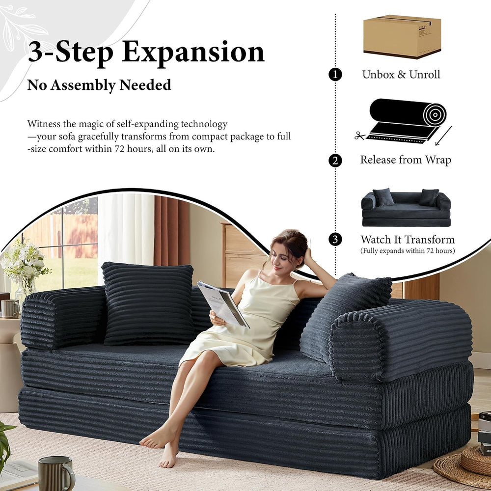 Boneless Couch Futon Sofa Bed Sectional Couches for Living Room,Cloud Couch w...