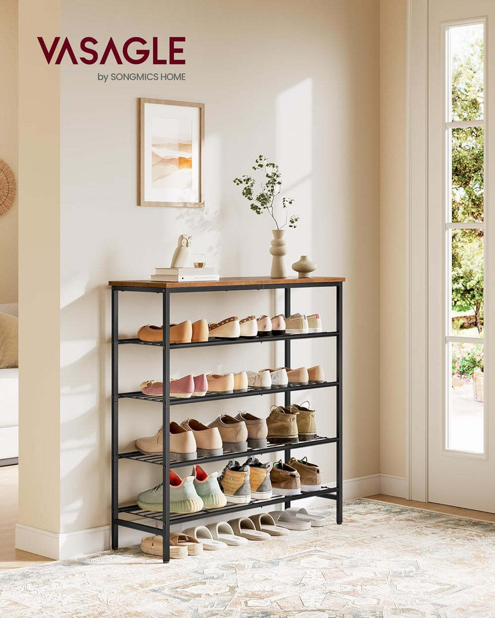 VASAGLE Shoe Rack, Shoe Storage Rack for Closet, Entryway, Living Room, Free ...