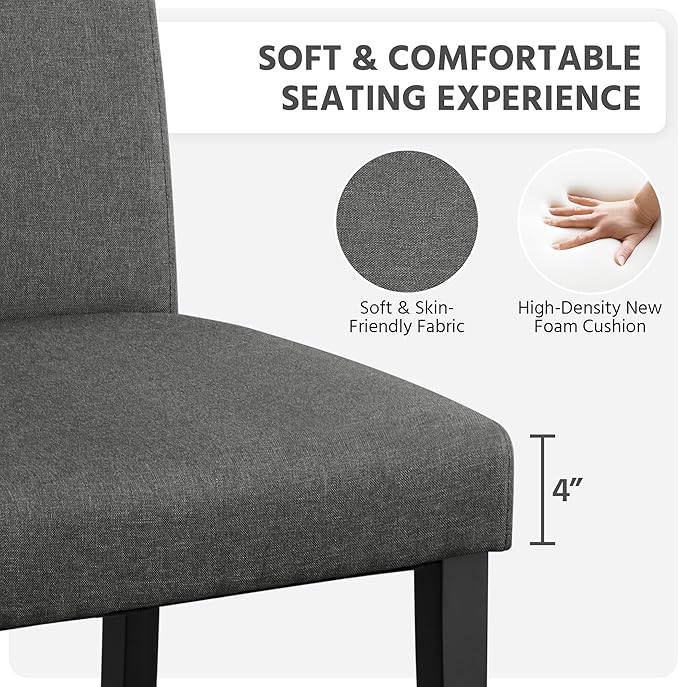 Yaheetech Dining Chairs Set of 4 Fabric Parson Upholstered Kitchen Chairs wit...