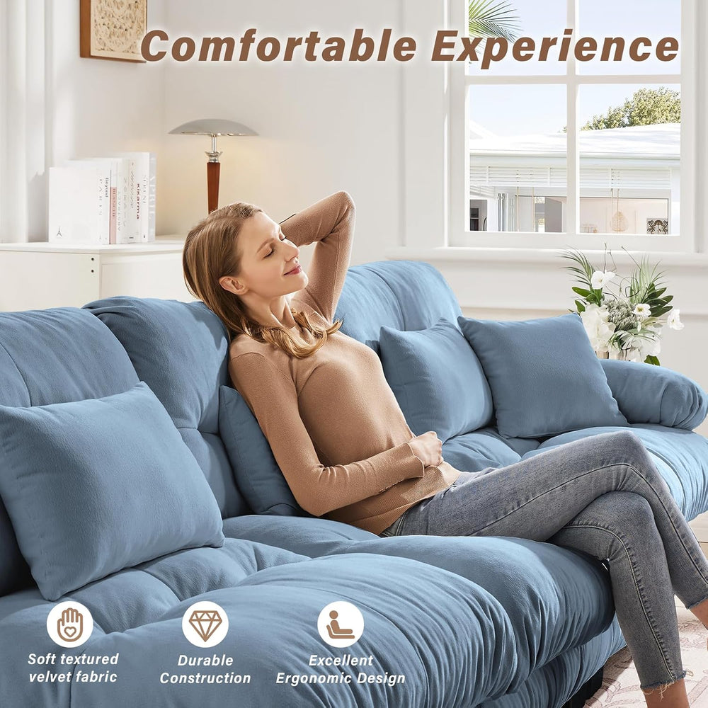 Modern Living Room Velvet Recliner Sofa, Loveseat Sofa for Apartment, Solid W...