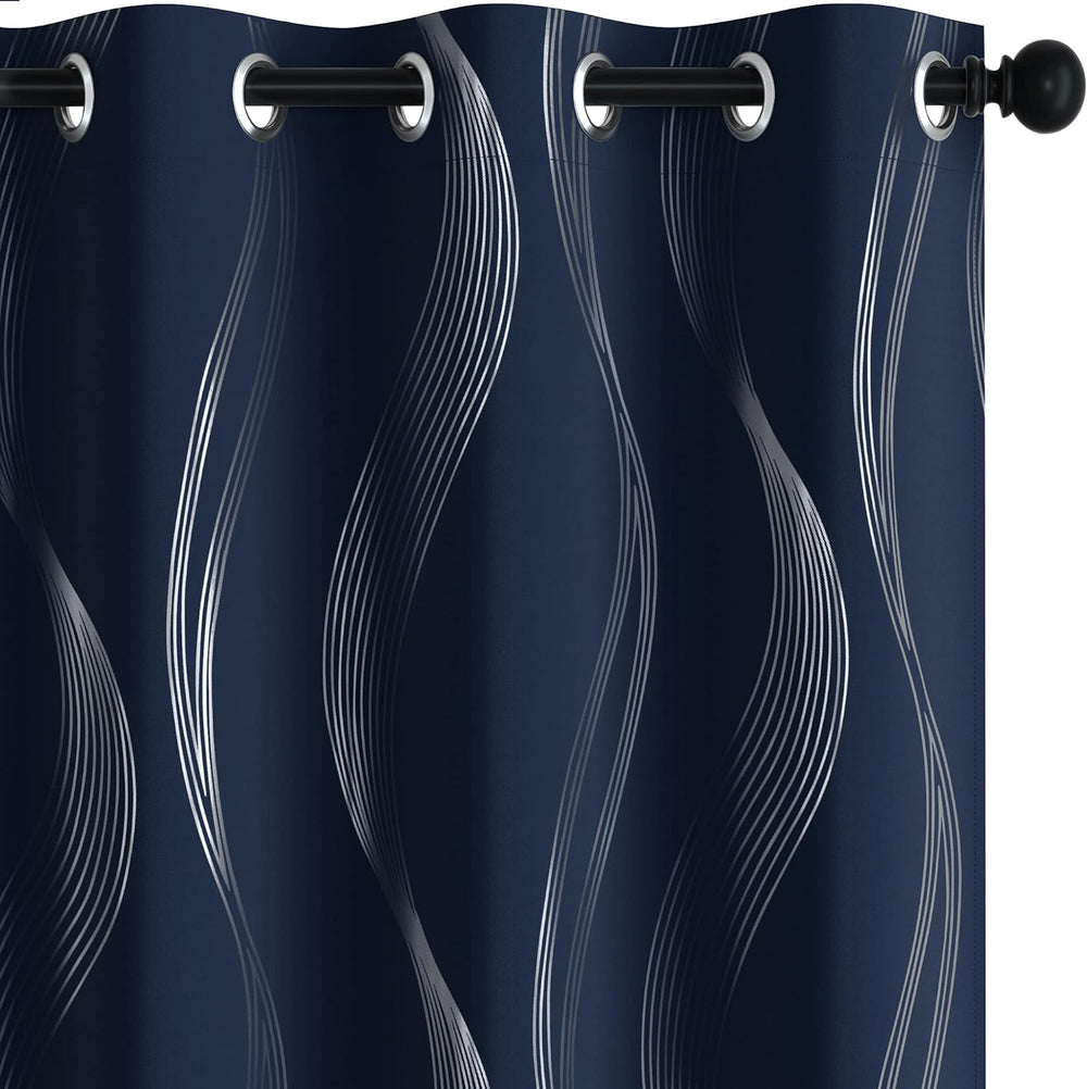 Deconovo Curtains for Living Room, Pattern Blackout Curtains 84 Inches Long