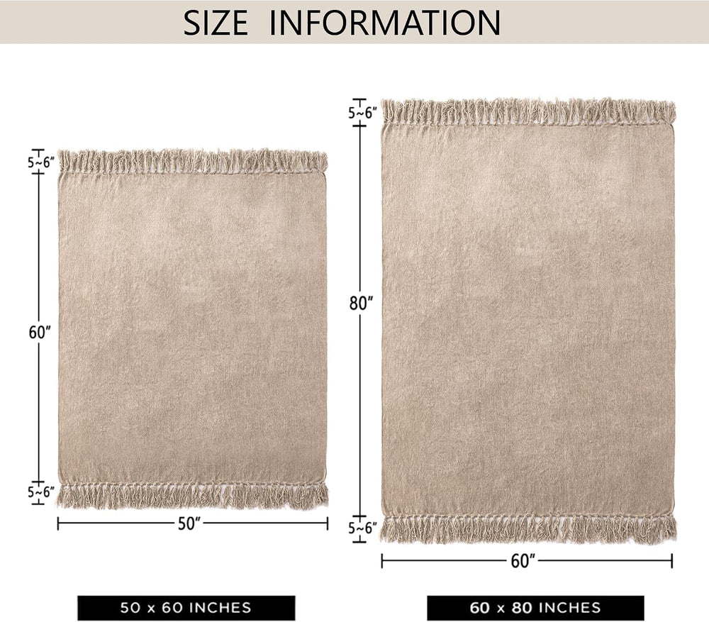 Chenille Throw Blanket for Couch 50" x 60", Taupe