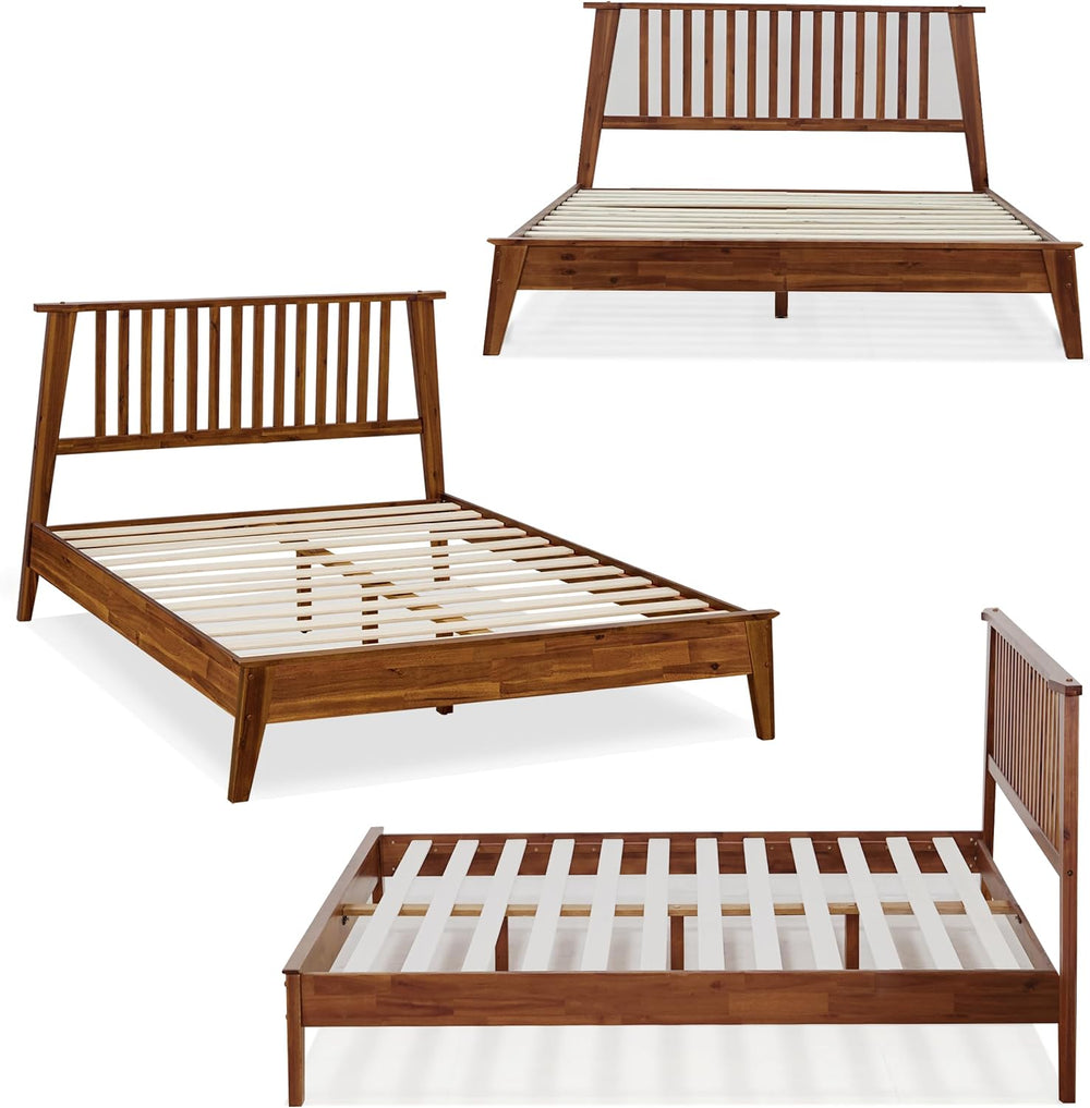Acacia Kaylin Bed Frame with Headboard Solid Wood Platform Bed, King Bed Fram...