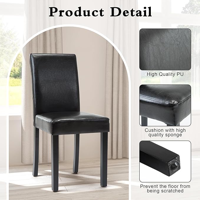 LSSPAID Dining Chairs Set of 2, PU Leather Padded Upholstered Modern Parson C...