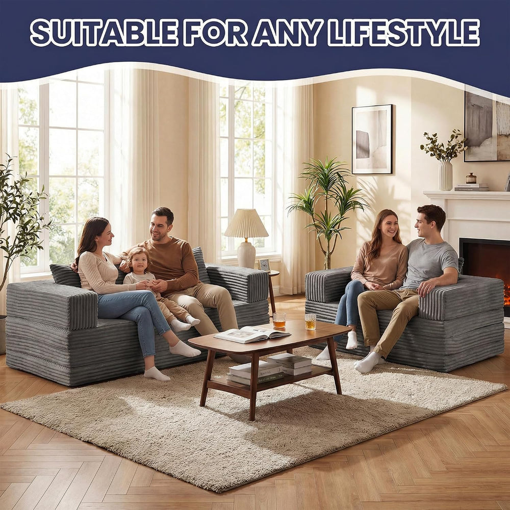Convertible Sofa Bed Couch, 78’’ Oversized 4-in-1 Boneless Couches with Remov...