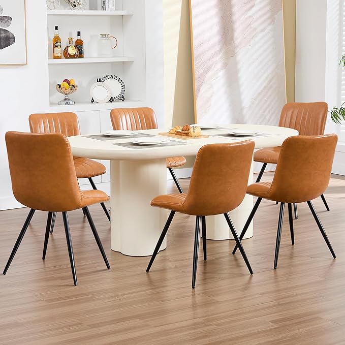 Dining Chairs Set of 2, Modern Dining Chairs with Thick Cushions, PU Leather ...