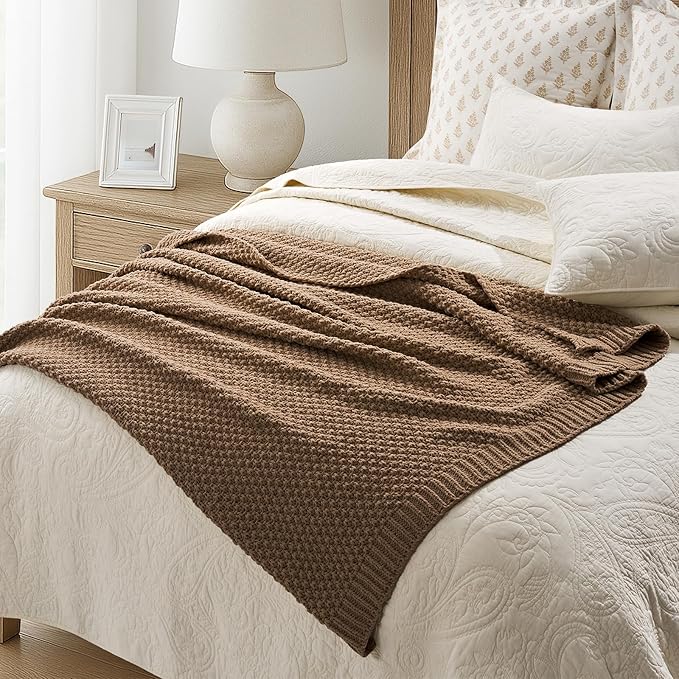 EVERGRACEHOME Chunky Chenille Knit Throw Blanket