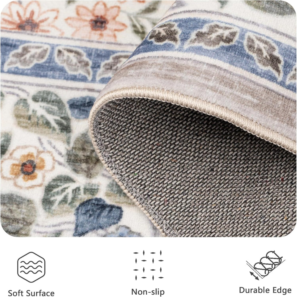6x9 Area Rugs, Washable Floral Area Rugs for Living Room, Indoor Area Rug for...
