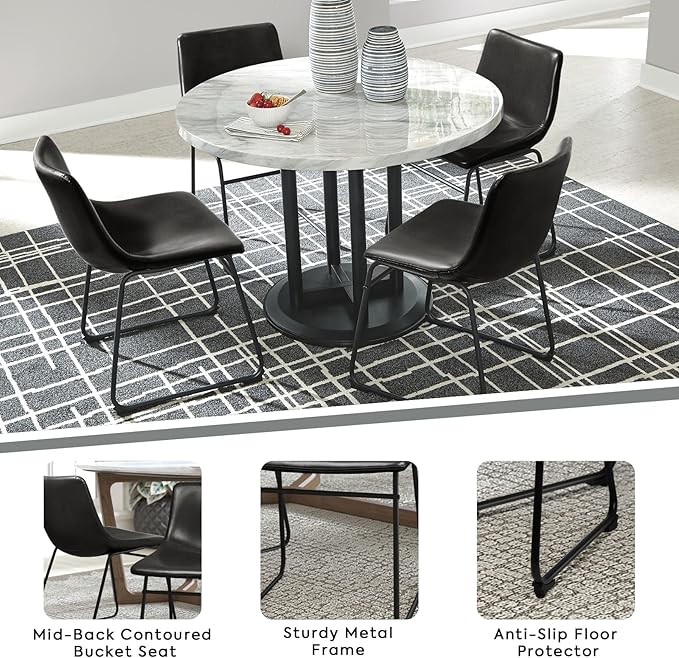 LEMBERI Faux Leather Dining Chairs Set of 2, 18 Inch Modern Kitchen & Din...