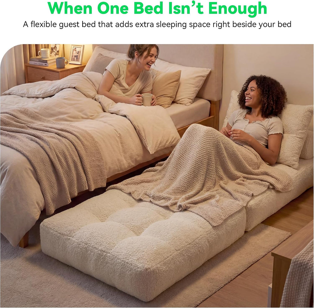 MONVANE 3-in-1 Folding Sofa Bed, Convertible Sleeper Chair Bed, Beige